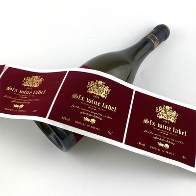 Etiquetas de garrafa de vinho de veludo vermelho em relevo de prata Vinho para garrafas de vidro