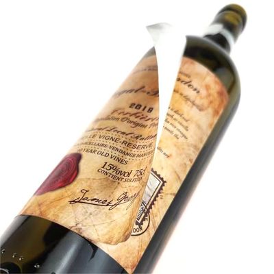 Rótulos autoaderentes de dupla camada Anti-falsificação Vinho artesanal Rótulos adesivos personalizados