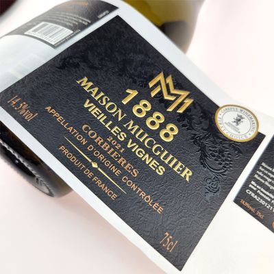 comprar CMYK Desembolso de etiquetas personalizadas de garrafas de champanhe Folha de ouro Impressão de etiquetas personalizadas de vinho online manufacture