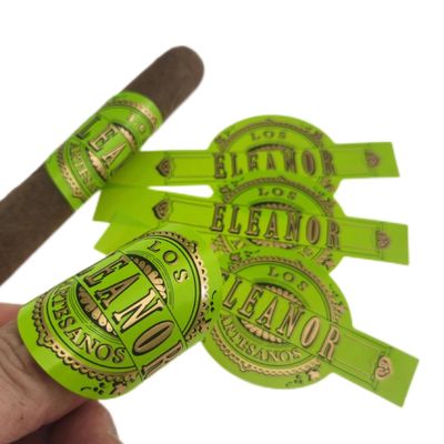 Green Luxury Cigar Band Impressão de adesivos personalizados de marca para embalagens