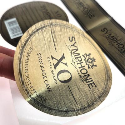 Embalagem de garrafas de vinho tinto de alta qualidade Adesivo de vinil com rótulo bronzeado para suco de uísque