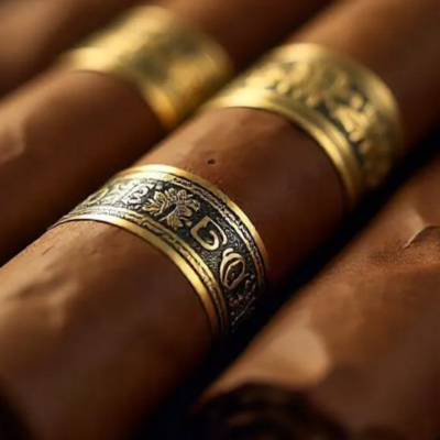 comprar Adesivo de etiqueta de charuto personalizado Premium Hot Sale Private Branding UV Gold Cigar Ring Label Adesivo à prova d'água Desenho animado Impressão de etiqueta online manufacture