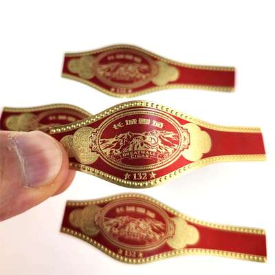 comprar Custom Round Rectangular Oval Cigar Band Label with Gold Foil Stamping and Embossed Design online manufacture