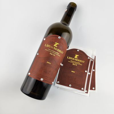 Bom preço Logotipo de couro PU com textura, etiquetas personalizadas de vinho, adesivos de couro, etiquetas artesanais on-line