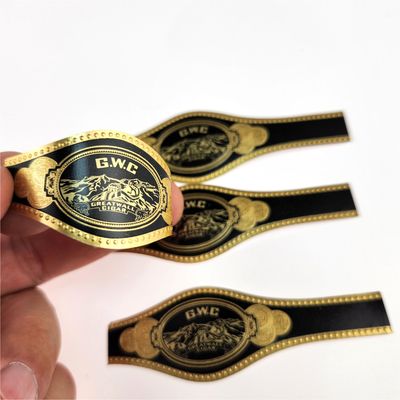 Bom preço Black Golden Custom Cigar Band Prensa de adesivos em relevo de papel de ouro banda de etiqueta de adesivos on-line