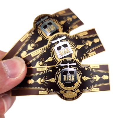 Bom preço Impressão de etiquetas de charutos em papel espesso Impressão anti-falsificação Impressão de adesivos 3D Anéis de marca on-line