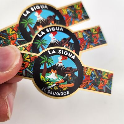 Bom preço Papel de arte personalizado Bandas de charutos de ouro Etiquetas adesivas Folha de impressão on-line