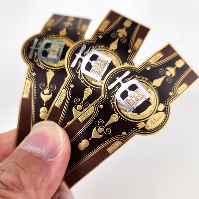 Bom preço Banda de etiquetas de papel de luxo Impressão de charutos Folha de ouro Etiqueta de cigarros Banda de cigarros Etiqueta em relevo Adesivo de carimbo de ouro on-line