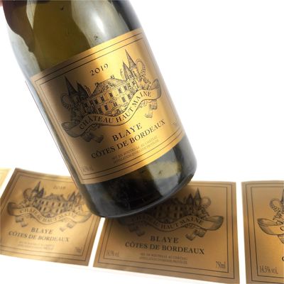 Bom preço Folha de ouro Rótulo de ouro impermeável Whiskey auto-aderente Adesivo de cerveja de ouro on-line