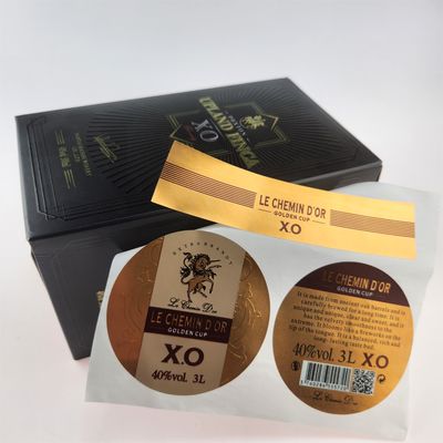 Bom preço Etiquetas de uísque de brandy em relevo 3D personalizadas - Etiquetas de garrafas de vinho de folha de ouro OEM on-line
