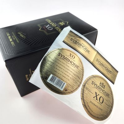 Bom preço CMYK Biodegradable Aluminium Foil Etiquetas Whiskey Reboque Brandy Etiquetas de vinho on-line