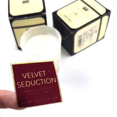 Bom preço Aromaterapia Etiqueta de vela de veludo Impressão de folha de ouro de camada dupla Etiquetas de adesivos de vela on-line