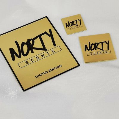 Bom preço Cartão de memória de metal personalizado Perfume Etiqueta de níquel Transferência 3d ouro em relevo Metal Decal Sticker on-line