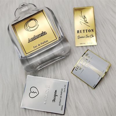 Bom preço Etiquetas auto-aderentes 3D de níquel metálico com logotipo metálico, para garrafas de perfume on-line