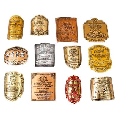 Bom preço Adesivo de papel de etiqueta de metal de alumínio macio impresso em ouro em relevo personalizado para garrafa de vinho on-line