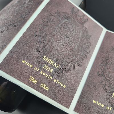 Bom preço Rótulo de vinho de papel de couro durável auto-aderente sob medida em folha de ouro em relevo para embalagens de garrafas de vinho on-line