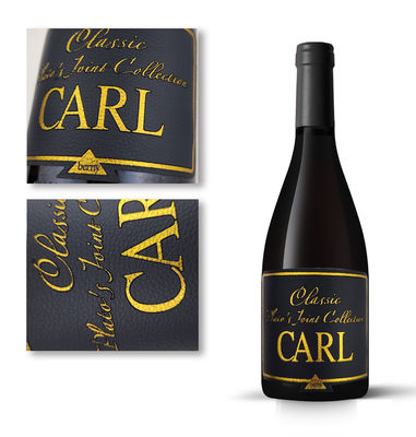 Bom preço Rótulo de vinho de papel de couro durável auto-aderente sob medida em folha de ouro em relevo para embalagens de garrafas de vinho on-line