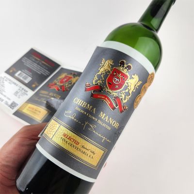 Bom preço Rótulo de vinho de alta qualidade auto-aderente em ouro em relevo on-line