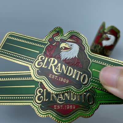 Bom preço Custom Embossed Cigar Ring Paper Sticker Gold Foil Art Cigar Band with Adhesive Personalized Label for Cigars Label Printing Custom Sticker on-line