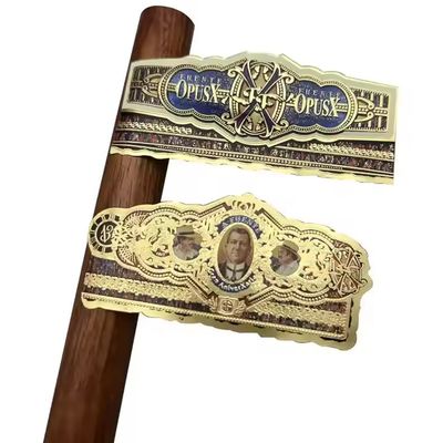 Bom preço ISO9001 Certified Waterproof Eco-friendly Cigar Label Adhesive Sticker with Gold Foil 3D Embossed Customized Shape on-line